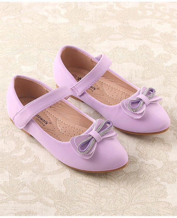 Cute Walk by Babyhug Studded & Bow Applique Bellies with Velcro Closure - Purple