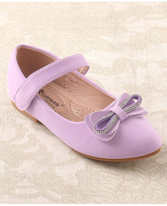 Cute Walk by Babyhug Studded & Bow Applique Bellies with Velcro Closure - Purple