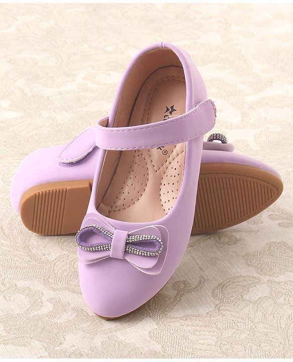 Cute Walk by Babyhug Studded & Bow Applique Bellies with Velcro Closure - Purple