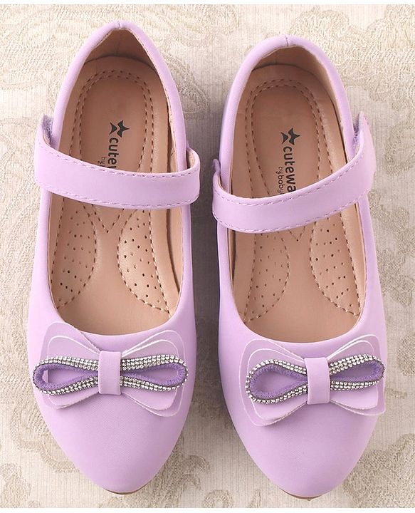 Cute Walk by Babyhug Studded & Bow Applique Bellies with Velcro Closure - Purple