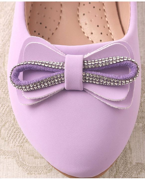 Cute Walk by Babyhug Studded & Bow Applique Bellies with Velcro Closure - Purple