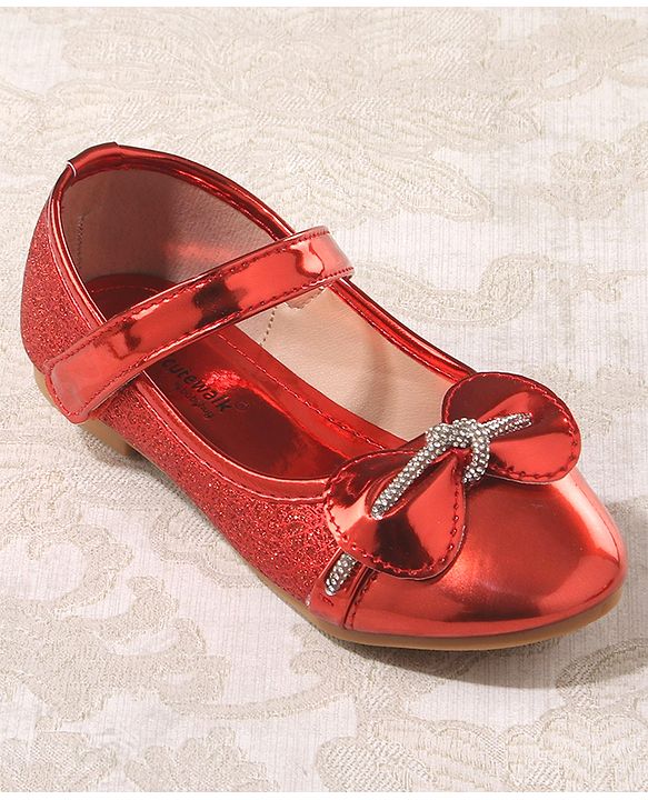 Cute Walk By Babyhug Velcro Closure Bellies With Bow - Red