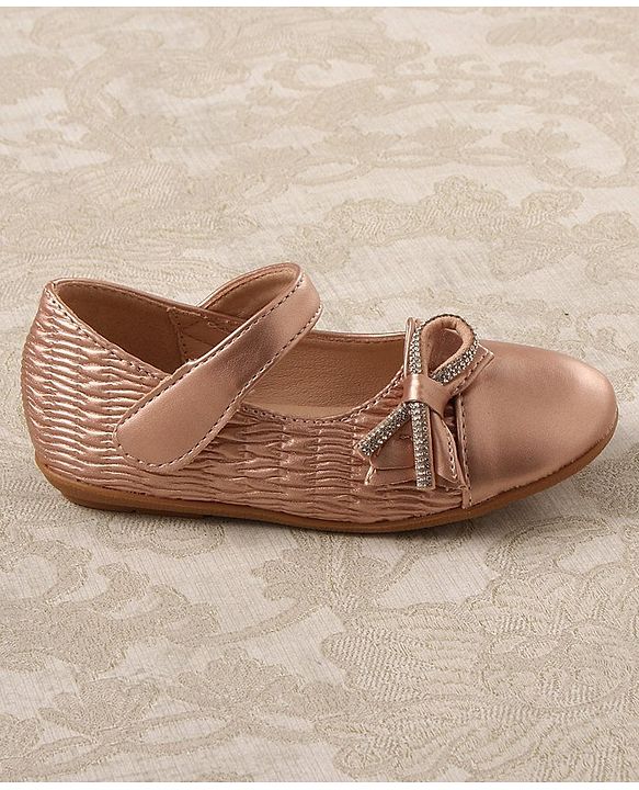 Cute Walk by Babyhug Studded Bellies with Bow Applique & Velcro Closure - Rose Gold