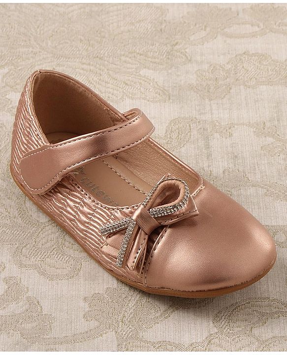 Cute Walk by Babyhug Studded Bellies with Bow Applique & Velcro Closure - Rose Gold