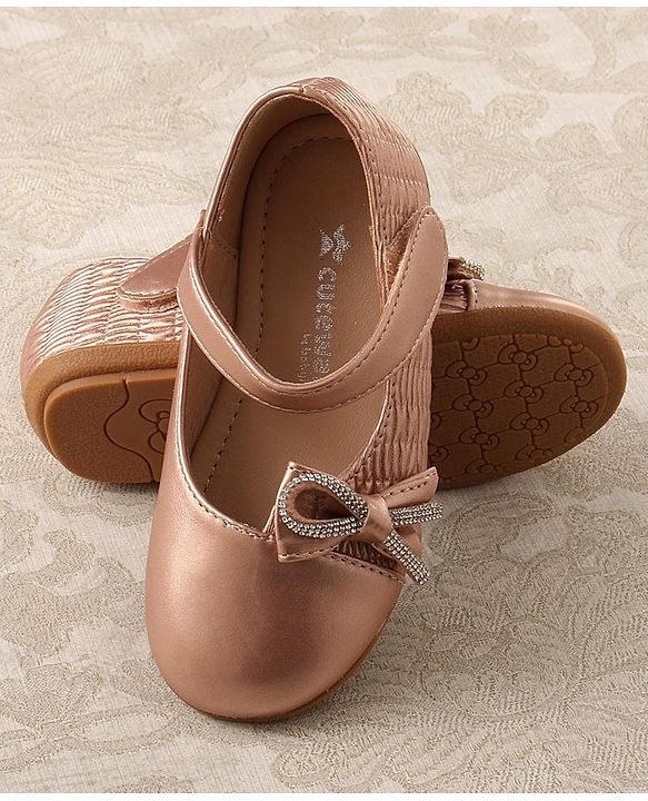 Cute Walk by Babyhug Studded Bellies with Bow Applique & Velcro Closure - Rose Gold