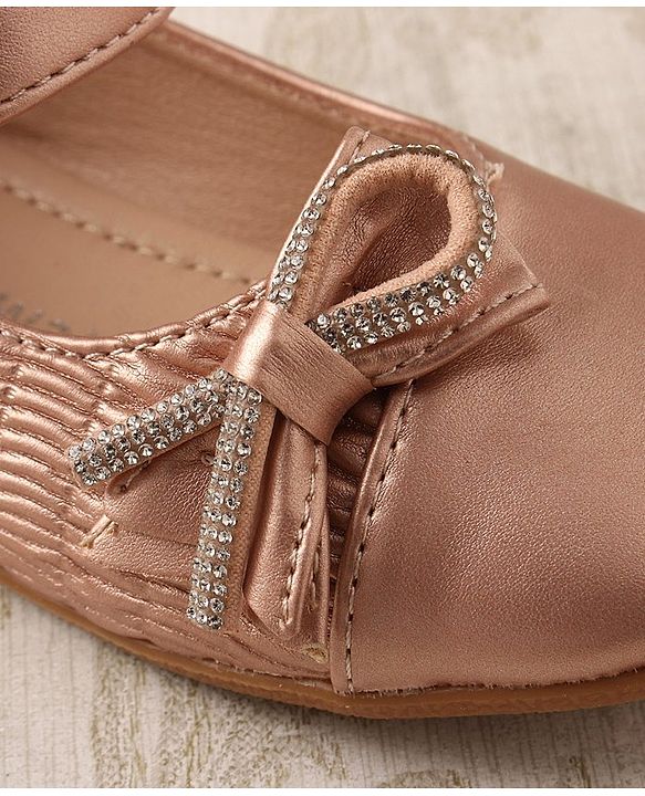 Cute Walk by Babyhug Studded Bellies with Bow Applique & Velcro Closure - Rose Gold