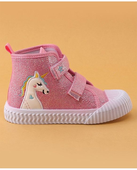Cute Walk by Babyhug Velcro Closure Casual Shoes Unicorn Embroidery - Pink