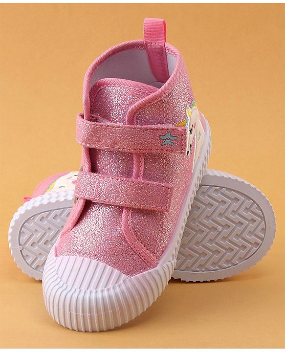 Cute Walk by Babyhug Velcro Closure Casual Shoes Unicorn Embroidery - Pink