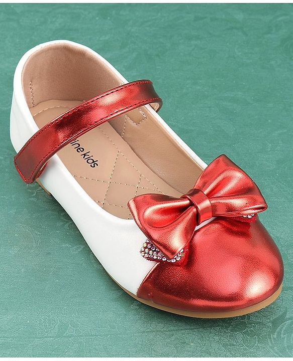 Pine Kids Velcro Closure Bellies with Bow Applique - Red