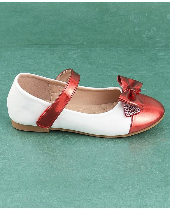 Pine Kids Velcro Closure Bellies with Bow Applique - Red