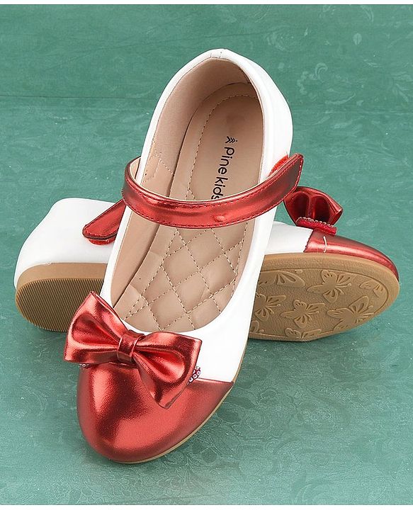 Pine Kids Velcro Closure Bellies with Bow Applique - Red