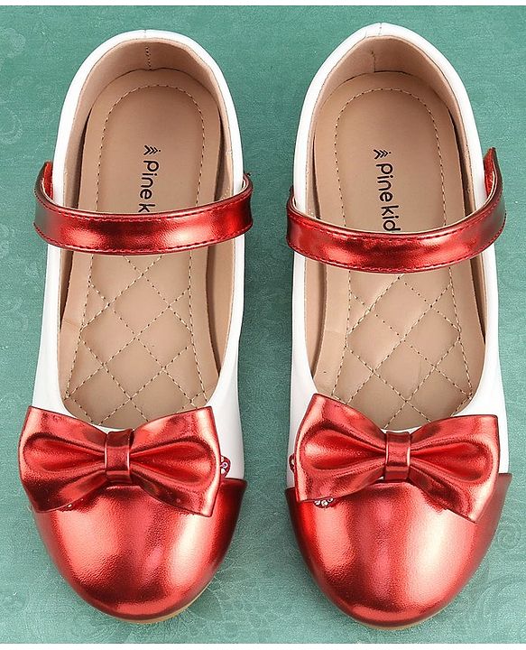 Pine Kids Velcro Closure Bellies with Bow Applique - Red