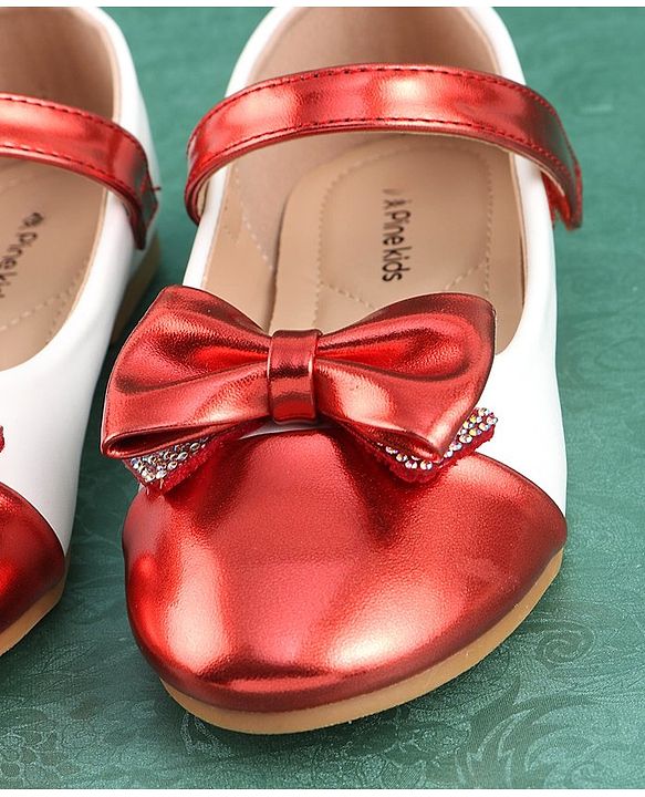 Pine Kids Velcro Closure Bellies with Bow Applique - Red