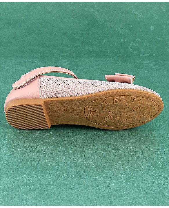 Pine Kids Textured & Bow Applique Bellies  with Velcro Closure - Pink