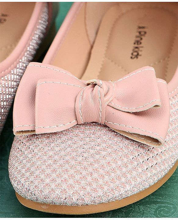 Pine Kids Textured & Bow Applique Bellies  with Velcro Closure - Pink
