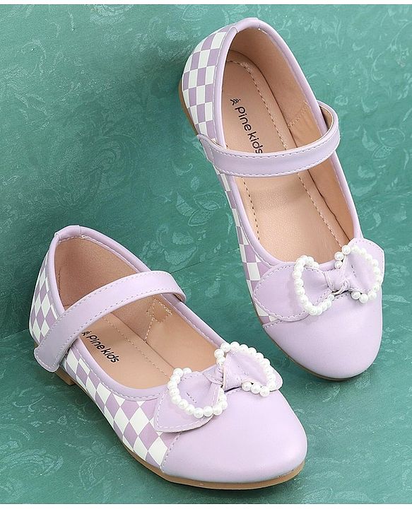 Pine Kids Bellies with Bow Applique & Velcro Closure - Purple