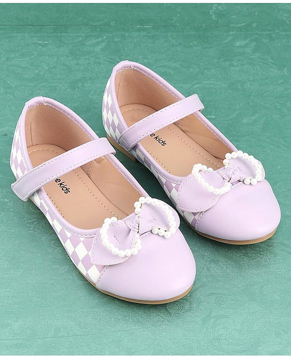 Pine Kids Bellies with Bow Applique & Velcro Closure - Purple