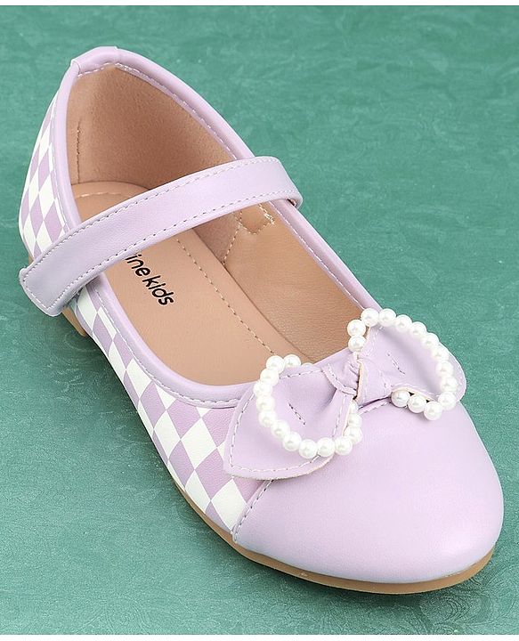 Pine Kids Bellies with Bow Applique & Velcro Closure - Purple