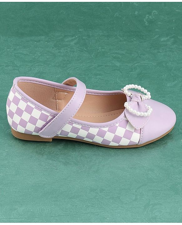 Pine Kids Bellies with Bow Applique & Velcro Closure - Purple