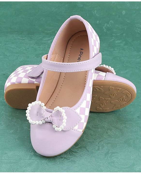 Pine Kids Bellies with Bow Applique & Velcro Closure - Purple