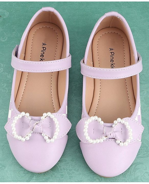 Pine Kids Bellies with Bow Applique & Velcro Closure - Purple