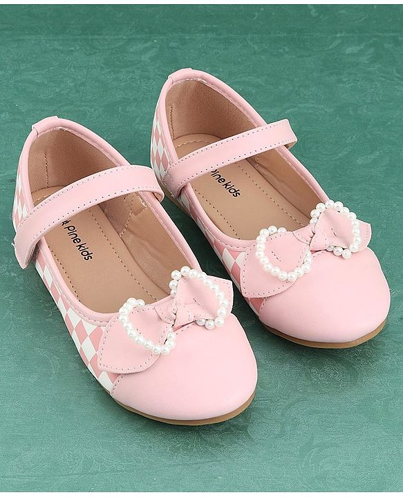 Pine Kids Bellies with Bow Applique & Velcro Closure - Pink