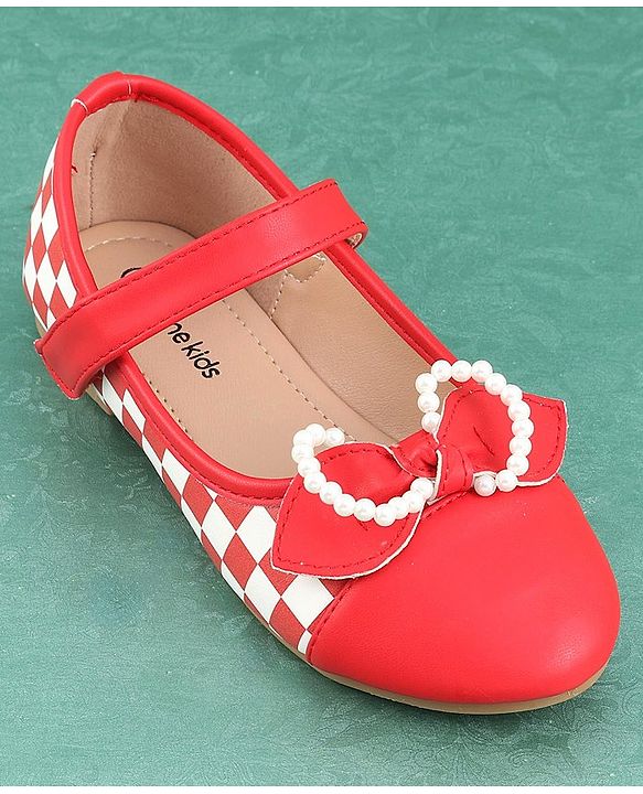 Pine Kids Bellies with Bow Applique & Velcro Closure - Red