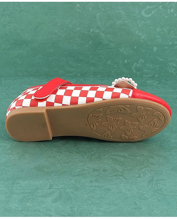 Pine Kids Bellies with Bow Applique & Velcro Closure - Red