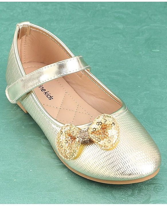 Pine Kids Velcro Closure Bellies with Bow Applique - Golden