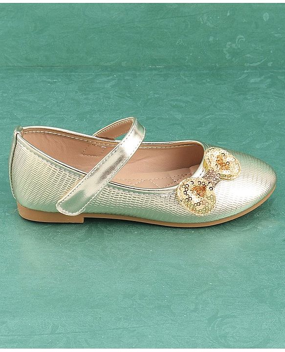 Pine Kids Velcro Closure Bellies with Bow Applique - Golden