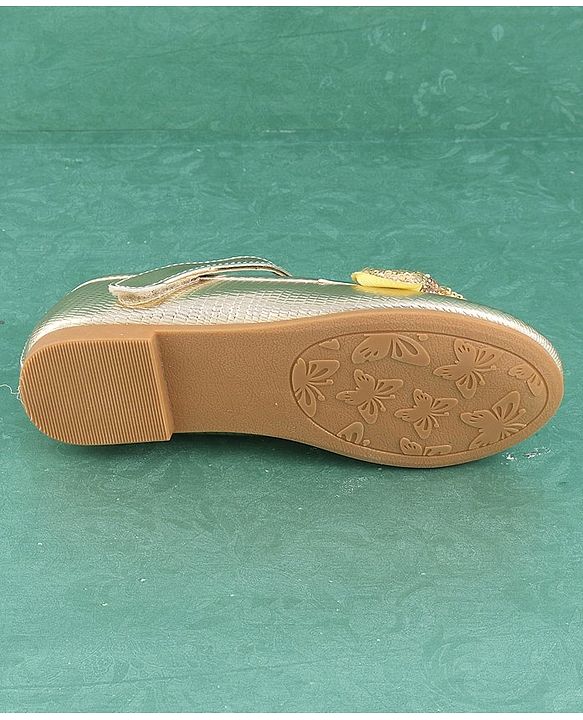 Pine Kids Velcro Closure Bellies with Bow Applique - Golden