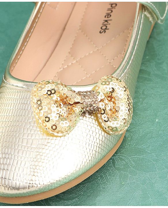 Pine Kids Velcro Closure Bellies with Bow Applique - Golden