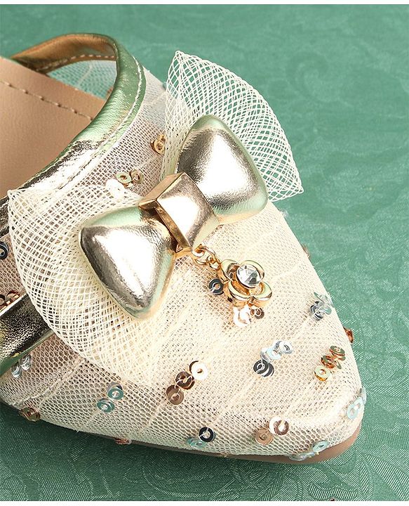 Pine Kids Buckled Bellies with Bow & Sequine Detailing - Golden