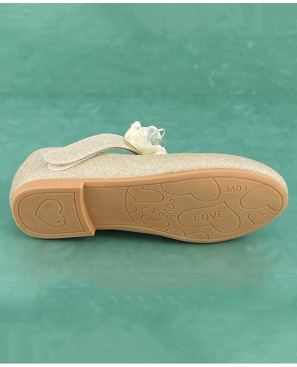 Pine Kids Velcro Closure Bellies with Bow Applique - Golden