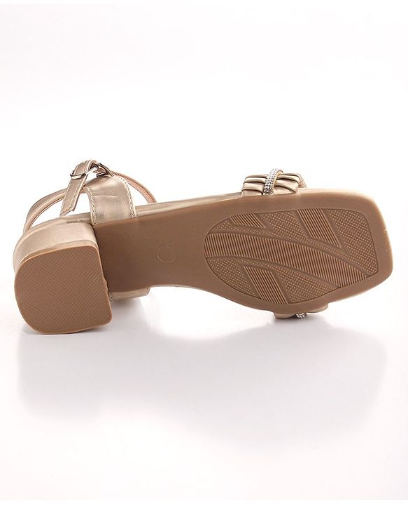 Pine Kids Sandals With Buckle Closure & Crystal Detailing - Golden