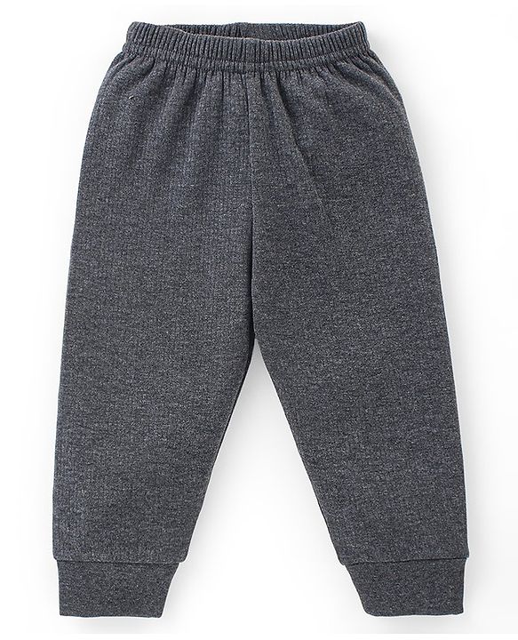 Babyhug Full Length Solid Thermal Pajama - Dark Grey
