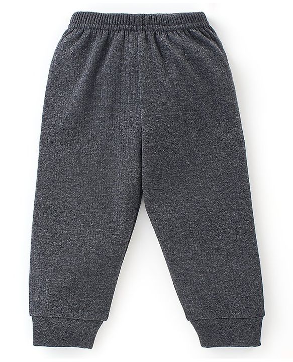 Babyhug Full Length Solid Thermal Pajama - Dark Grey
