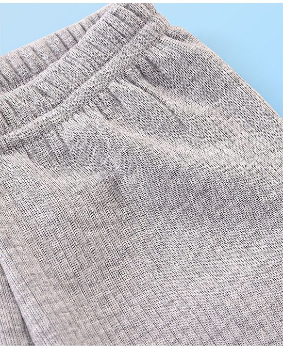 Babyhug Cotton Full Length Thermal Leggings Solid- Light Grey