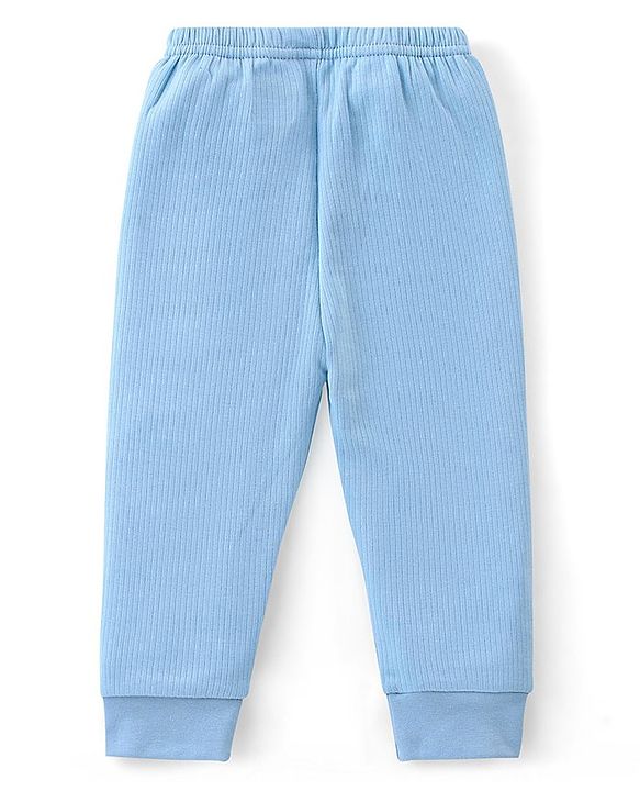 Babyhug Cotton Full Length Thermal Leggings Solid- Blue