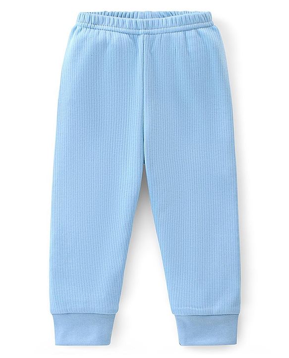 Babyhug Cotton Full Length Thermal Leggings Solid- Blue