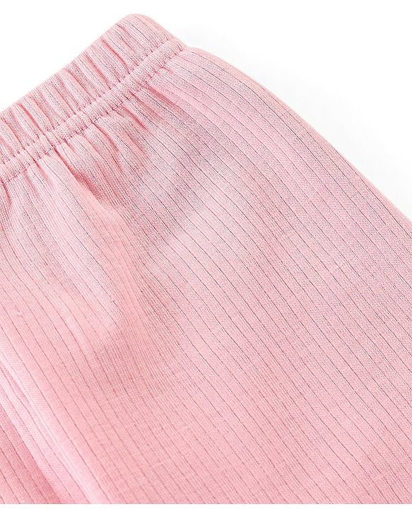 Babyhug Cotton Full Length Thermal Leggings Solid- Pink
