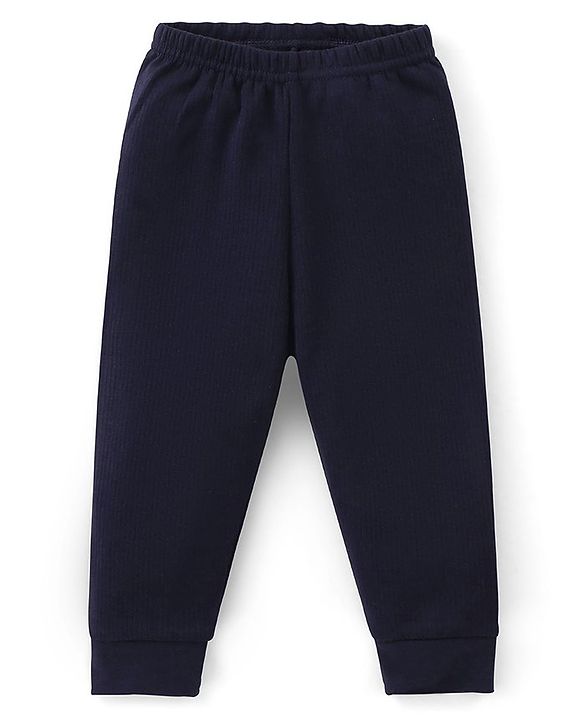 Babyhug Cotton Full Length Thermal Leggings Solid- Dark Navy