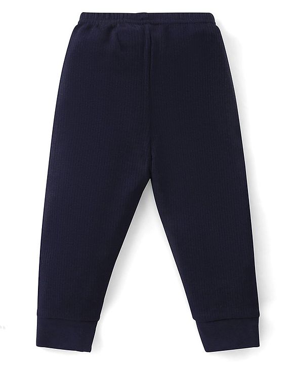 Babyhug Cotton Full Length Thermal Leggings Solid- Dark Navy