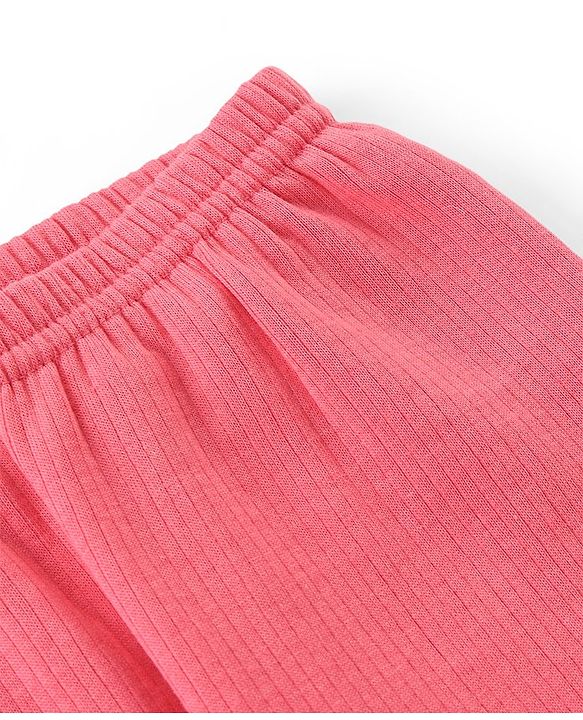Babyhug Cotton Full Length Thermal Leggings Solid- Pink