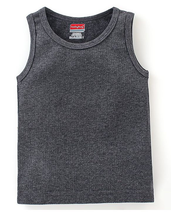 Babyhug Sleeveless Solid Thermal Sando - Dark Grey