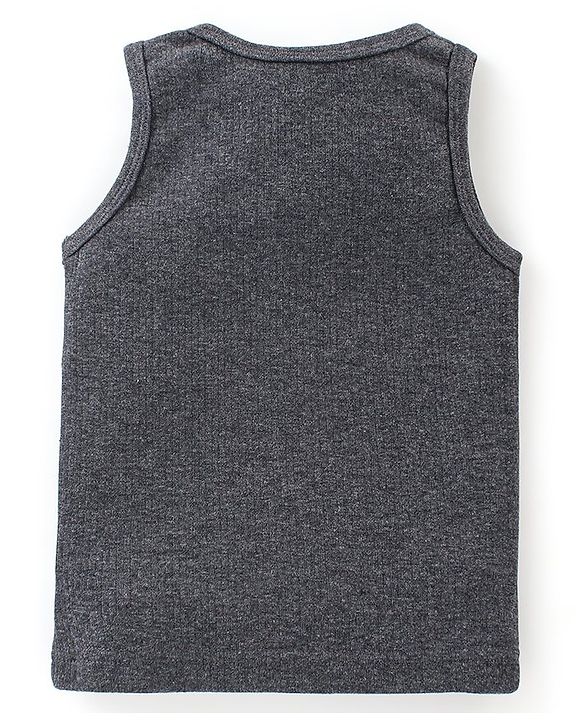 Babyhug Sleeveless Solid Thermal Sando - Dark Grey
