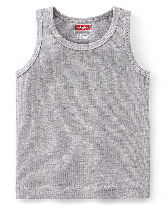 Babyhug Cotton Pull Over Sleeveless Solid Thermal Vest- Light Grey