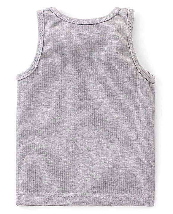 Babyhug Cotton Pull Over Sleeveless Solid Thermal Vest- Light Grey