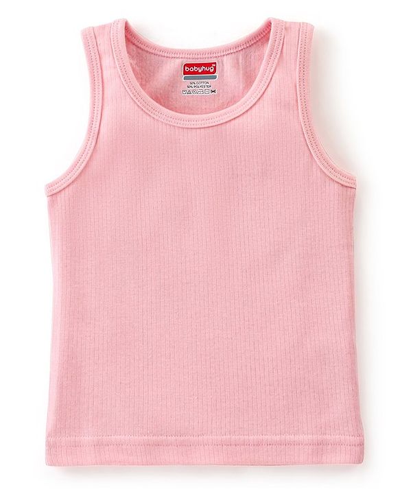 Babyhug Cotton Pull Over Sleeveless Solid Thermal Vest - Pink