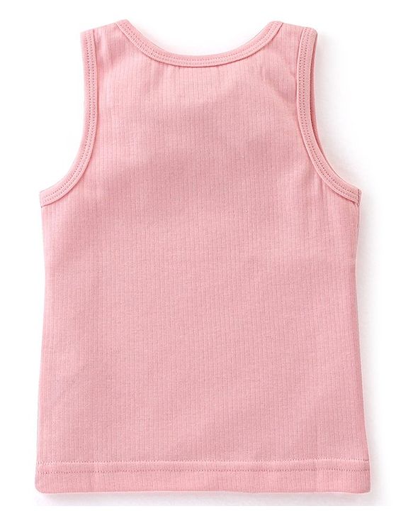 Babyhug Cotton Pull Over Sleeveless Solid Thermal Vest - Pink